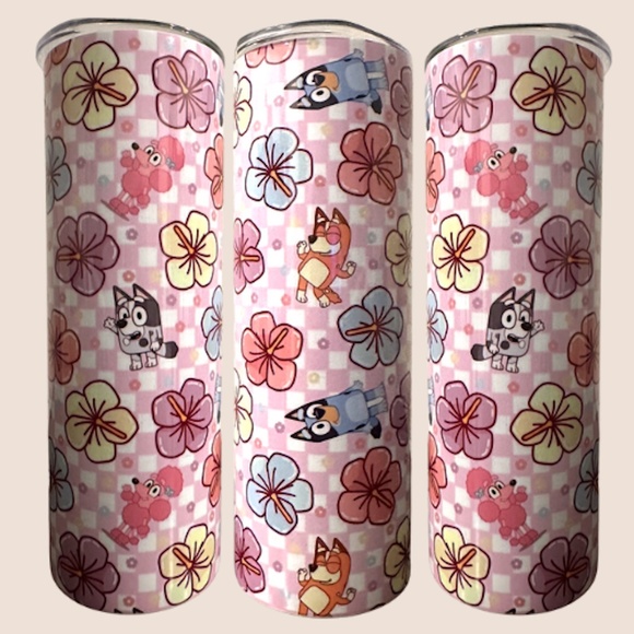 Handmade Other - Bluey Floral Disney Stainless Steel Sublimated Insulated 20oz Tumbler Cup